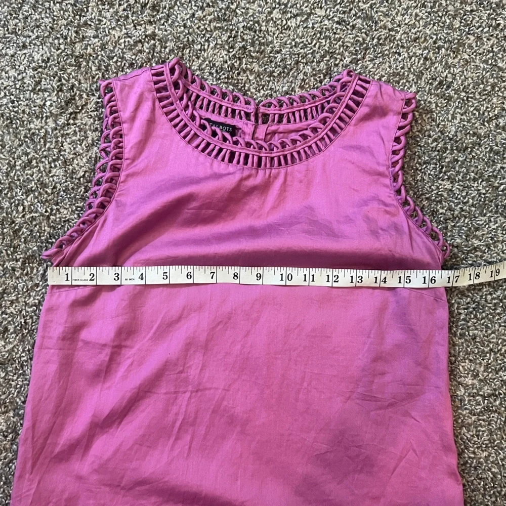 Talbots Cottagecore Magenta Pink‎ Eyelet Neckline Sleeveless Shell Top